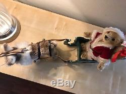 STEIFF FATHER SANTA BEAR WITH REINDEER AND WOODEN SLEIGH Limited Ed #670565
