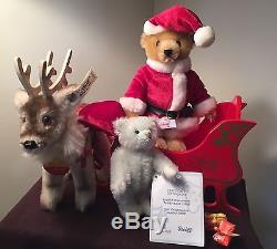 Steiff Friends Of Christmas Santa Bear Reindeer Sleigh Set Steiff Lladro Bear
