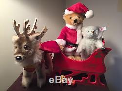 Steiff Friends Of Christmas Santa Bear Reindeer Sleigh Set Steiff Lladro Bear