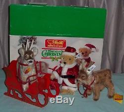 STEIFF Friends Of Christmas Santa Teddy Bear Sleigh Reindeer plus Renny 660115
