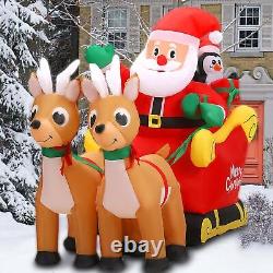 SUNGIFT Christmas Inflatable Santa Sleigh and Reindeer, 6 FT Blow Up Santa Cl