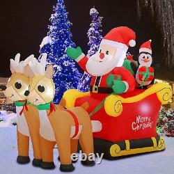 SUNGIFT Christmas Inflatable Santa Sleigh and Reindeer, 6 FT Blow Up Santa Cl