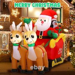 SUNGIFT Christmas Inflatable Santa Sleigh and Reindeer, 6 FT Blow Up Santa Cl