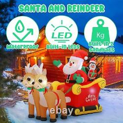 SUNGIFT Christmas Inflatable Santa Sleigh and Reindeer, 6 FT Blow Up Santa Cl