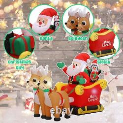 SUNGIFT Christmas Inflatable Santa Sleigh and Reindeer, 6 FT Blow Up Santa Cl