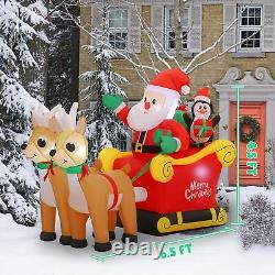 SUNGIFT Christmas Inflatable Santa Sleigh and Reindeer, 6 FT Blow Up Santa Cl