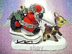 SUPER RARE VTG Japan Christmas Santa Sleigh with Reindeer Doll & Gifts Figurine