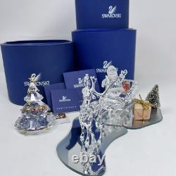SWAROVSKI Figurines Lot Santa, Sleigh, Reindeer +Tree 205165, 214821, 266945