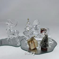 SWAROVSKI Figurines Lot Santa, Sleigh, Reindeer +Tree 205165, 214821, 266945