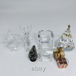 SWAROVSKI Figurines Lot Santa, Sleigh, Reindeer +Tree 205165, 214821, 266945