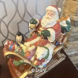 San Francisco Music Box RARE Retired Limited-Edition Santa Sleigh 2 Reindeer Wor