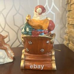 San Francisco Music Box RARE Retired Limited-Edition Santa Sleigh 2 Reindeer Wor