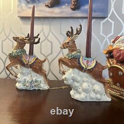 San Francisco Music Box RARE Retired Limited-Edition Santa Sleigh 2 Reindeer Wor