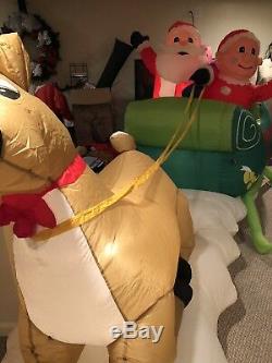 Santa And Mrs Claus Sleigh With Reindeer 12 Ft Long Christmas Gemmy Airblown