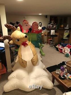 Santa And Mrs Claus Sleigh With Reindeer 12 Ft Long Christmas Gemmy Airblown
