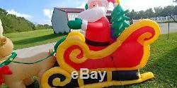 Santa And Sleigh And Reindeer Christmas Yard Inflatable Airblown Inflatable