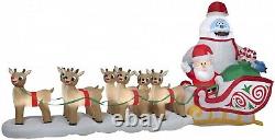 Santa Bumble Reindeer Sleigh Christmas Airblown Inflatable 16.5' Long Yard Decor