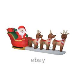 Santa Christmas Inflatable LED Blow-Up Sleigh Reindeer Outdoor Decoration