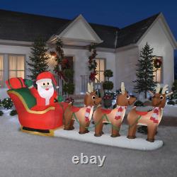Santa Christmas Inflatable LED Blow-Up Sleigh Reindeer Outdoor Decoration