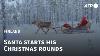 Santa Claus Leaves Lapland With Reindeer Sleigh To Deliver Gifts Afp