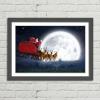 Santa Claus Moon Sleigh Reindeer Christmas Canvas Framed Print Picture Wall Art