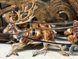 Santa Claus Reindeer Children in Sleigh Die Cut Scrap Large L19