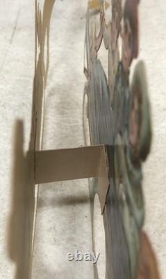 Santa Claus Reindeer Children in Sleigh Die Cut Scrap Large L19