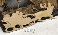 Santa Claus Reindeer Children in Sleigh Die Cut Scrap Large L19