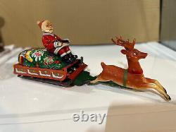 Santa Claus, Reindeer, and Sleigh Tin, vintage 1950's made in Japan Parts