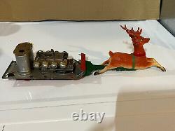 Santa Claus, Reindeer, and Sleigh Tin, vintage 1950's made in Japan Parts