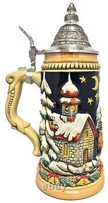 Santa Claus Riding His Sleigh with Reindeer LE Christmas German Beer Stein. 5 L