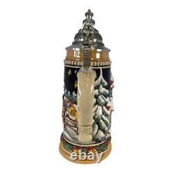 Santa Claus Riding His Sleigh with Reindeer LE Christmas German Beer Stein. 5 L
