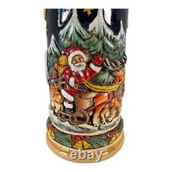 Santa Claus Riding His Sleigh with Reindeer LE Christmas German Beer Stein. 5 L