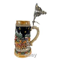 Santa Claus Riding His Sleigh with Reindeer LE Christmas German Beer Stein. 5 L