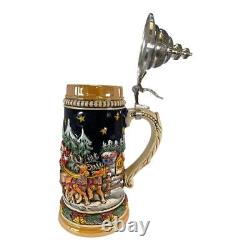 Santa Claus Riding His Sleigh with Reindeer LE Christmas German Beer Stein. 5 L