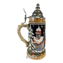 Santa Claus Riding His Sleigh with Reindeer LE Christmas German Beer Stein. 5 L