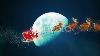 Santa Claus Riding Reindeer Sleigh On Sky Crossing Moon