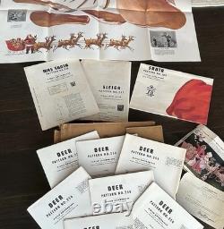 Santa Claus Sleigh 8 Reindeer OUTDOOR wood Pattern Mrs Original HUGE Vintage HTF