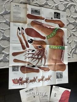 Santa Claus Sleigh 8 Reindeer OUTDOOR wood Pattern Mrs Original HUGE Vintage HTF