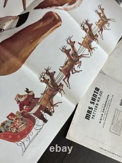 Santa Claus Sleigh 8 Reindeer OUTDOOR wood Pattern Mrs Original HUGE Vintage HTF