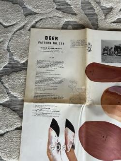 Santa Claus Sleigh 8 Reindeer OUTDOOR wood Pattern Mrs Original HUGE Vintage HTF