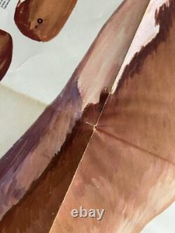 Santa Claus Sleigh 8 Reindeer OUTDOOR wood Pattern Mrs Original HUGE Vintage HTF