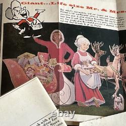 Santa Claus Sleigh 8 Reindeer OUTDOOR wood Pattern Mrs Original HUGE Vintage HTF