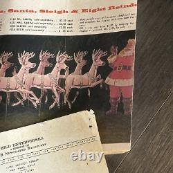 Santa Claus Sleigh 8 Reindeer OUTDOOR wood Pattern Mrs Original HUGE Vintage HTF