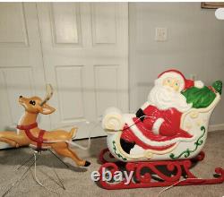 Santa Claus Sleigh & Reindeer Christmas Blow Mold Grand Venture NEW With Box