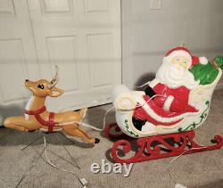 Santa Claus Sleigh & Reindeer Christmas Blow Mold Grand Venture NEW With Box
