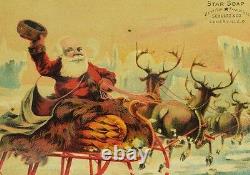 Santa Claus Sleigh Reindeer Christmas Star Soap Schultz's Victorian Card R