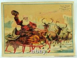 Santa Claus Sleigh Reindeer Christmas Star Soap Schultz's Victorian Card R