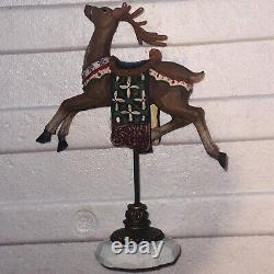 Santa Claus Sleigh & Reindeer Figurine Set Vintage