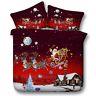 Santa Claus Sleigh Reindeer King Queen & Twin Size Duvet Cover Bedding Set Kids